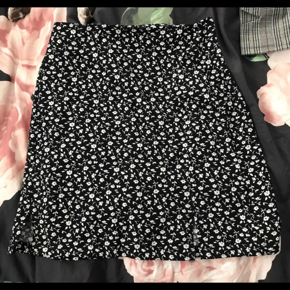 Black and white floral skirt